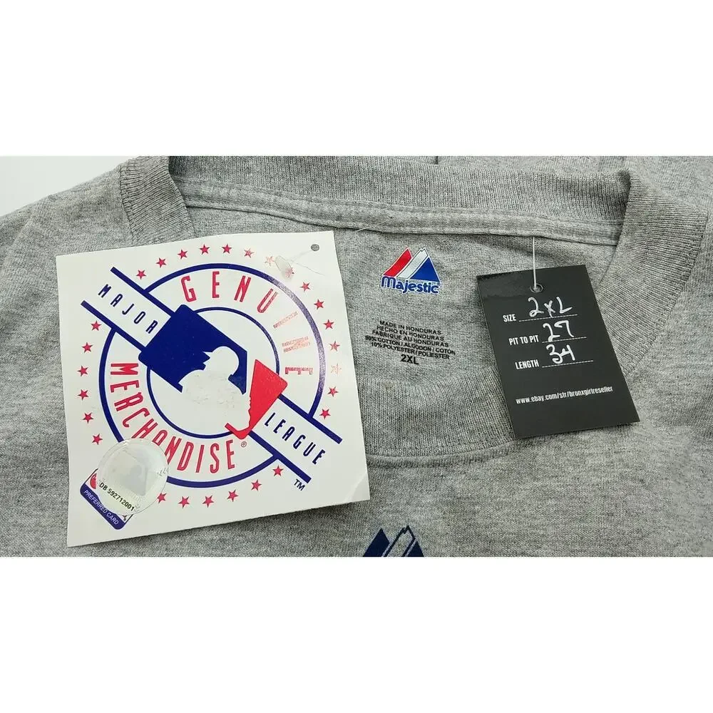 Y2K 2008 New York Yankees Baseball Club Majestic Gray Shirt Men's 2XL